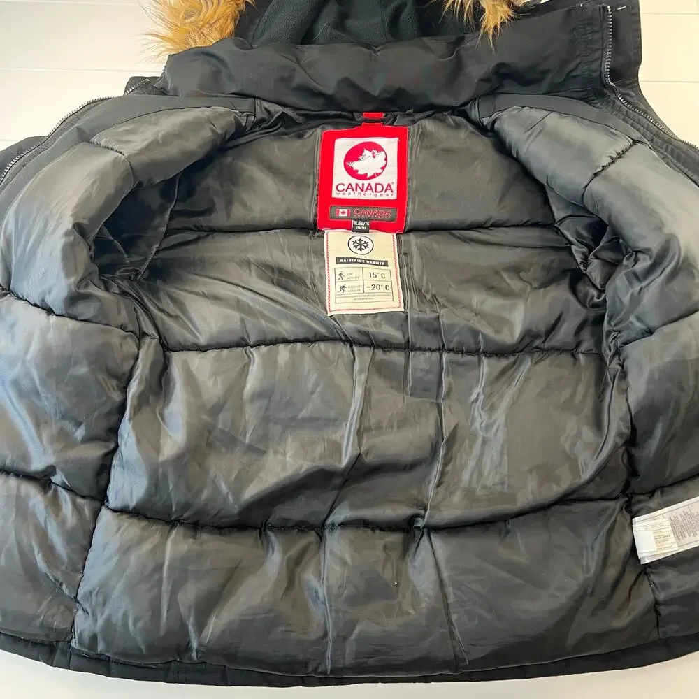 Canada Weather Gear Kids Unisex Black Puffer Coat Parka size XL 18/20